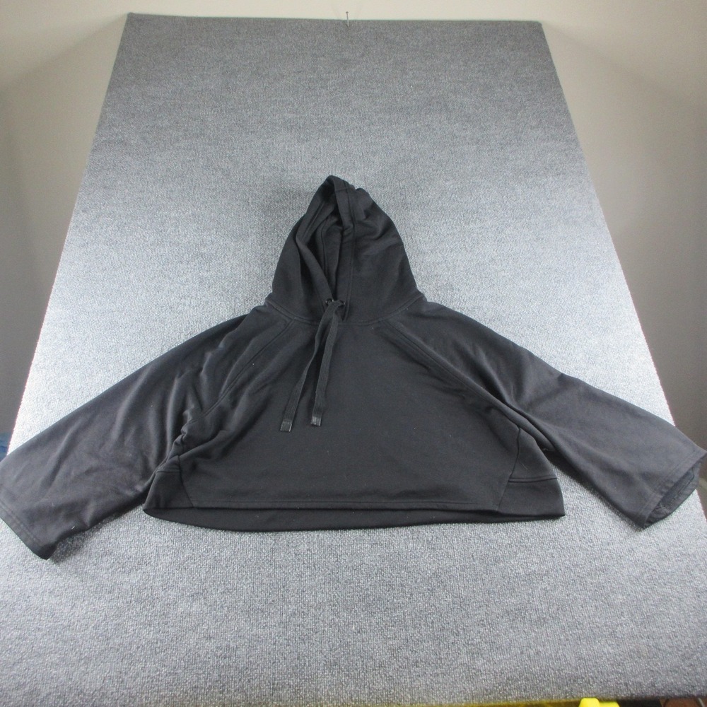 Athleta Hoodie Women XL Black Cropped Raglan Sleeve Pullover Sweatshirt Athletic